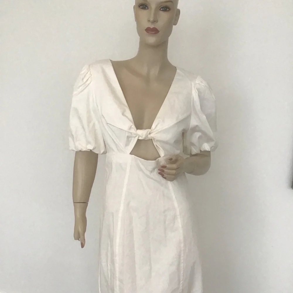 J Crew Collection Ivory Cream Cutout‎ Puff Sleeve Cotton Twill Midi Dress 10
